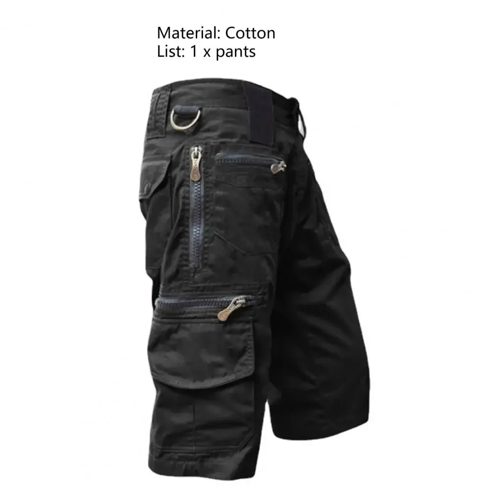 Men\'s Military Uniform Cargo Shorts Tactical Jogging Shorts Solid Color Multi-Pocket Summer Casual Straight Cargo Shorts Men