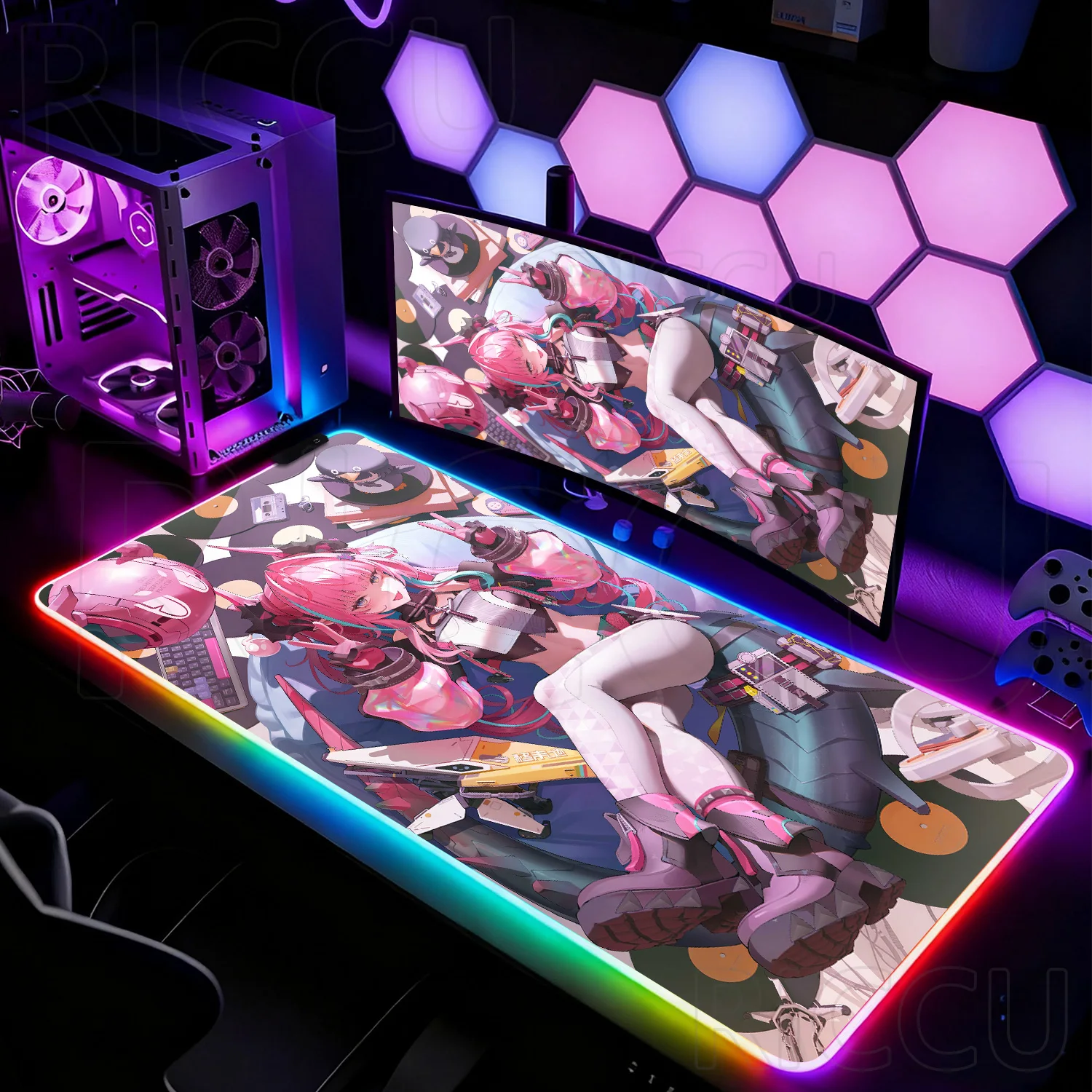 

RGB XXL Yvonne Arknights Endfield Mouse Pad Rug Game Non-slip Rubber Gaming Large HD Desktop Office PC accessories LED Desk Mat