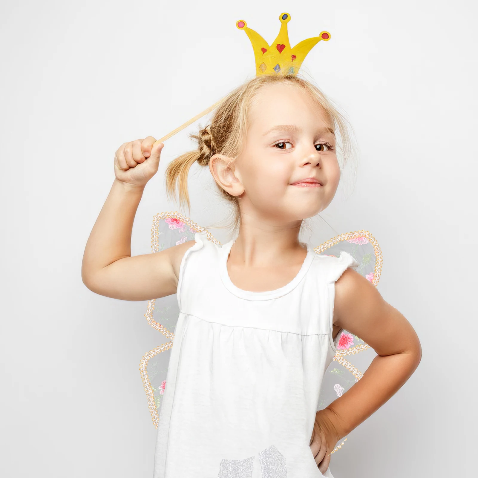 Lace Butterfly Wings White Color Plastic Cloth Material Cosplay Props Costume Accessories for Girls Stage Performance