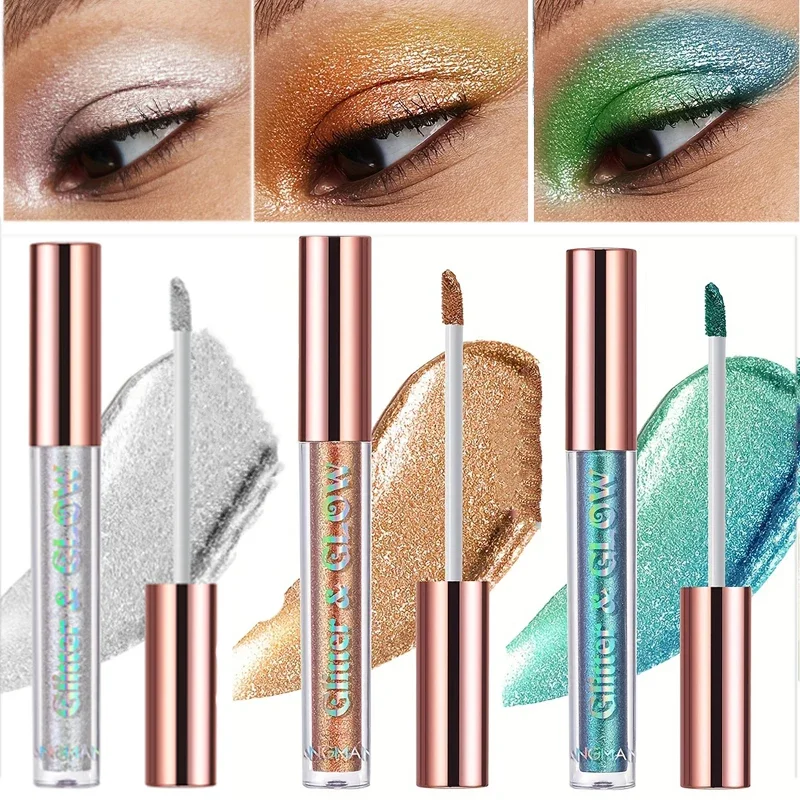 Zestaw cieni do powiek w płynie Diamond Shimmer - perłowy wykończenie, wysokopigmentowy, długotrwały brokatowy cień do powiek dla olśniewającego uroku