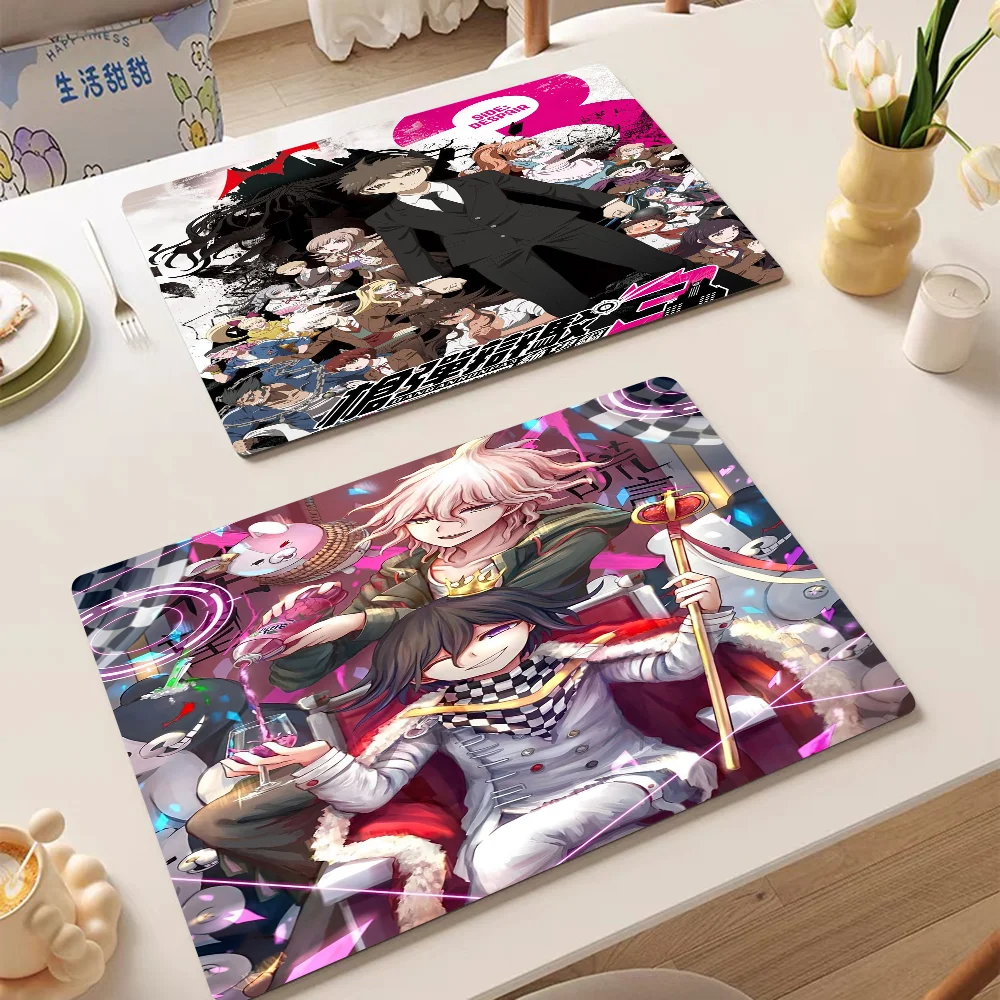 Anime Game Series Danganronpa Quick Drying Dish Mat Printed Kitchen Tableware Coffee Draining Pad Dinnerware Cup Bottle Placemat