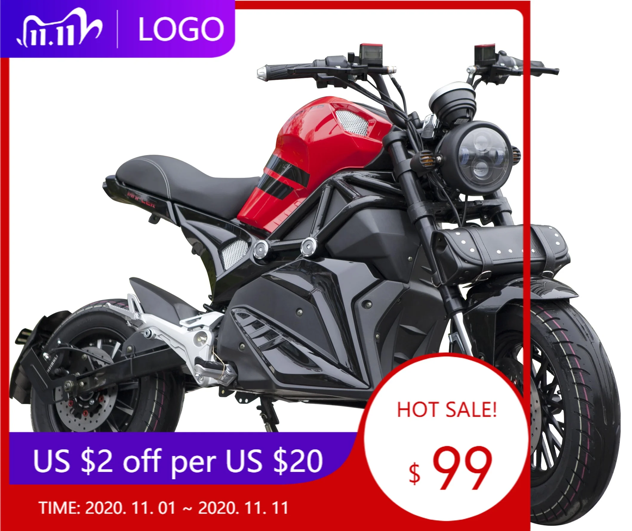 Dxy2000W Little Monster Electric Motorcycle Electric Bike 12 Inch Vacuum Tires Adult Motorcycle