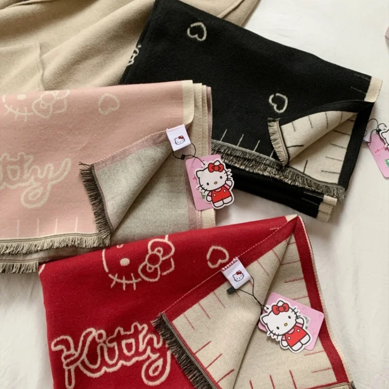 جديد سانريو مرحبا كيتي وشاح دافئ أفخم مزدوج الوجهين وشاح شتاء دافئ رشاقته لطيف الحلو الفتيات عطلة العصرية الإبداع الهدايا #3