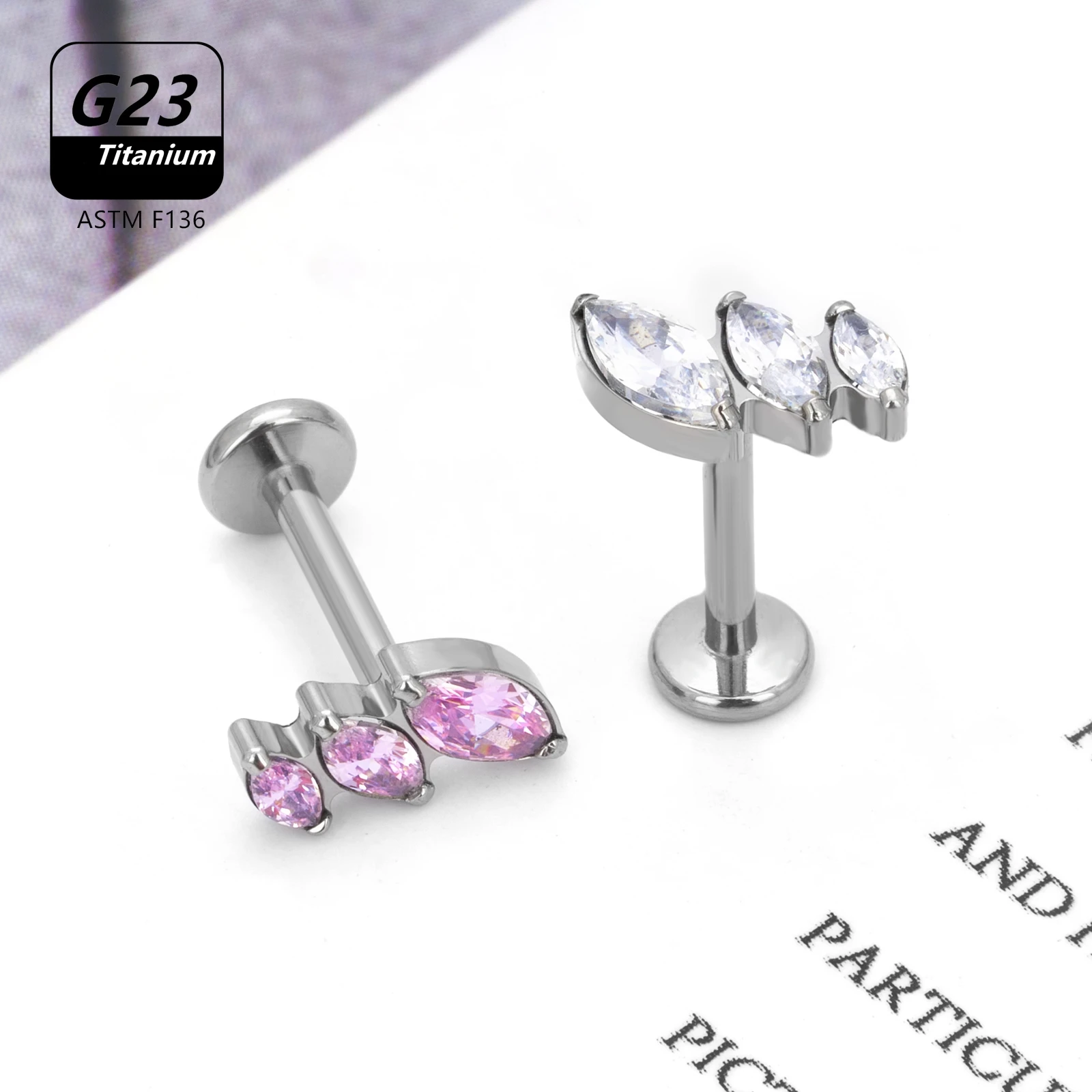 10PCS 16G G23 Titanium Tragus Rook CZ Labret Bar Ear Helix Stud Piercing Lip Pierc Ring Earring Cartilage Studs Body Jewelry