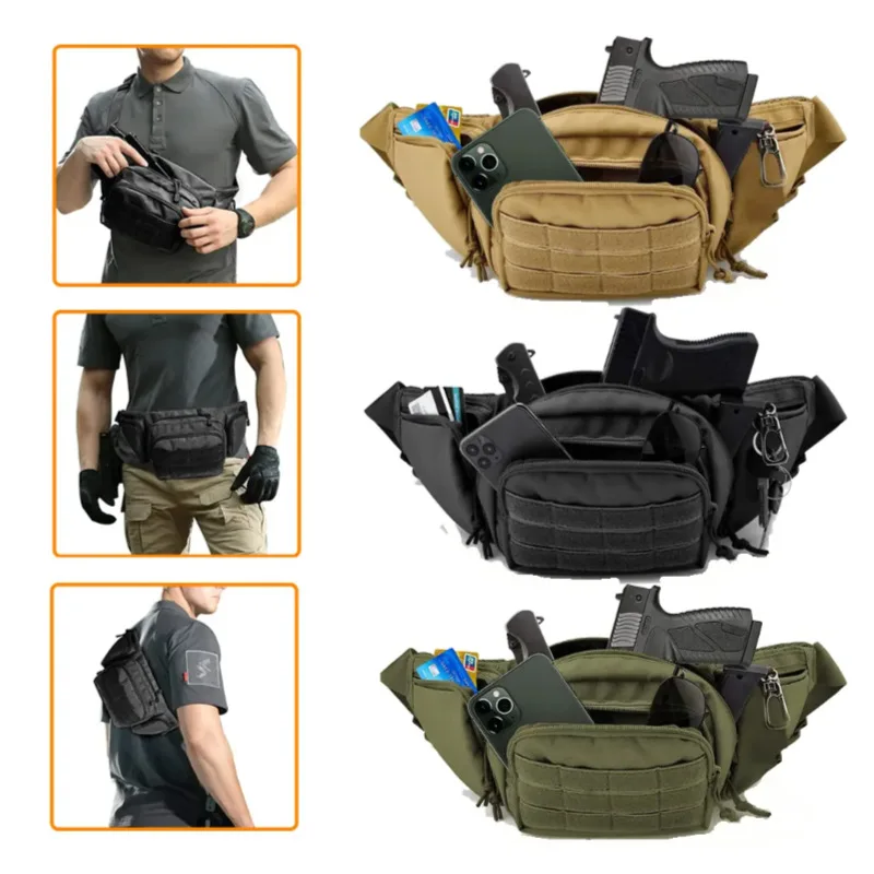 Men Waist Bag Belt Bumbag Nylon  Molle Gun Holster Fanny Pack EDC Phone Pouch Hunting Climbing Camping Belt Cs Airsoft Bags