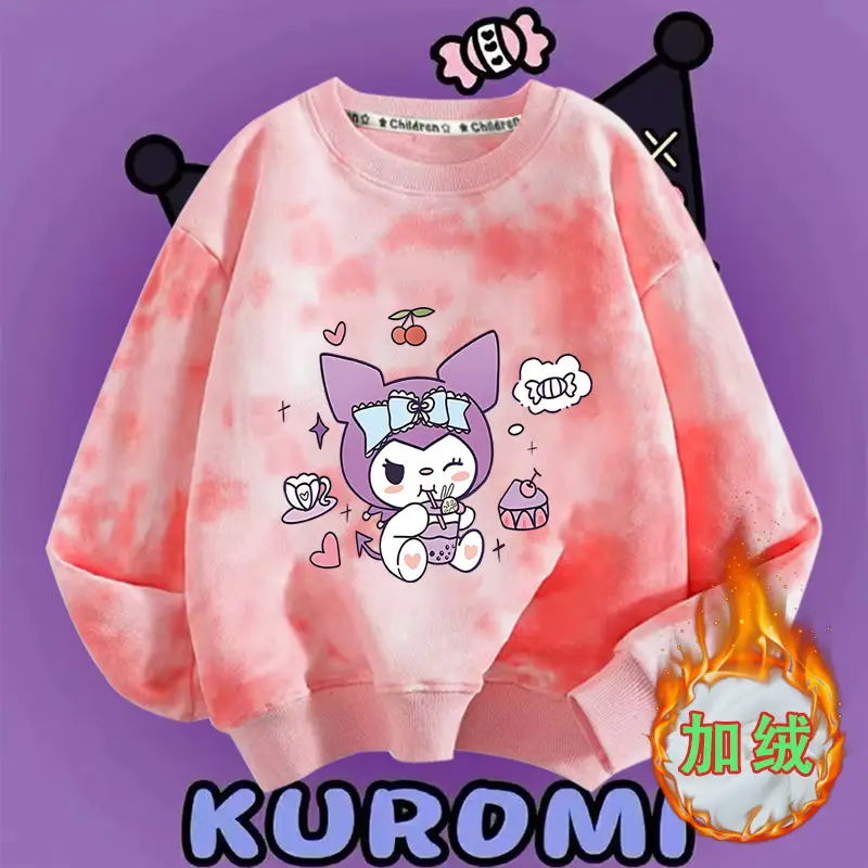 Kawaii Kuromi Sanrio الطلاب لطيف الكرتون ملابس رياضية مريحة الأطفال الدافئة هوديي بلوزة الأساس قميص هدية للأطفال
