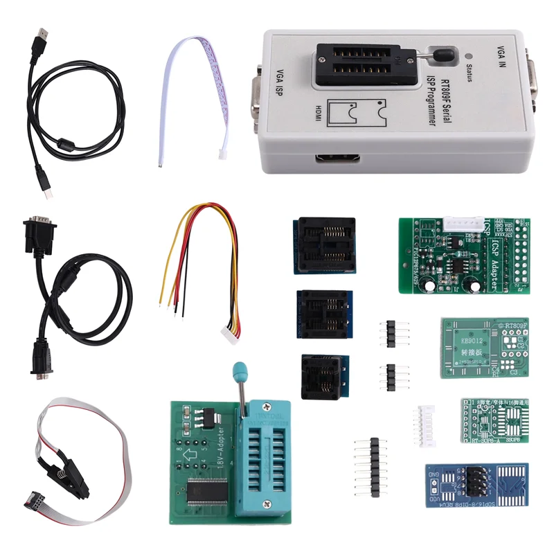 RT809F Set BIOS Burner LCD USB Chip Eeprom Programmer ISP USB Alat Perbaikan Mobil dengan 11 Adaptor