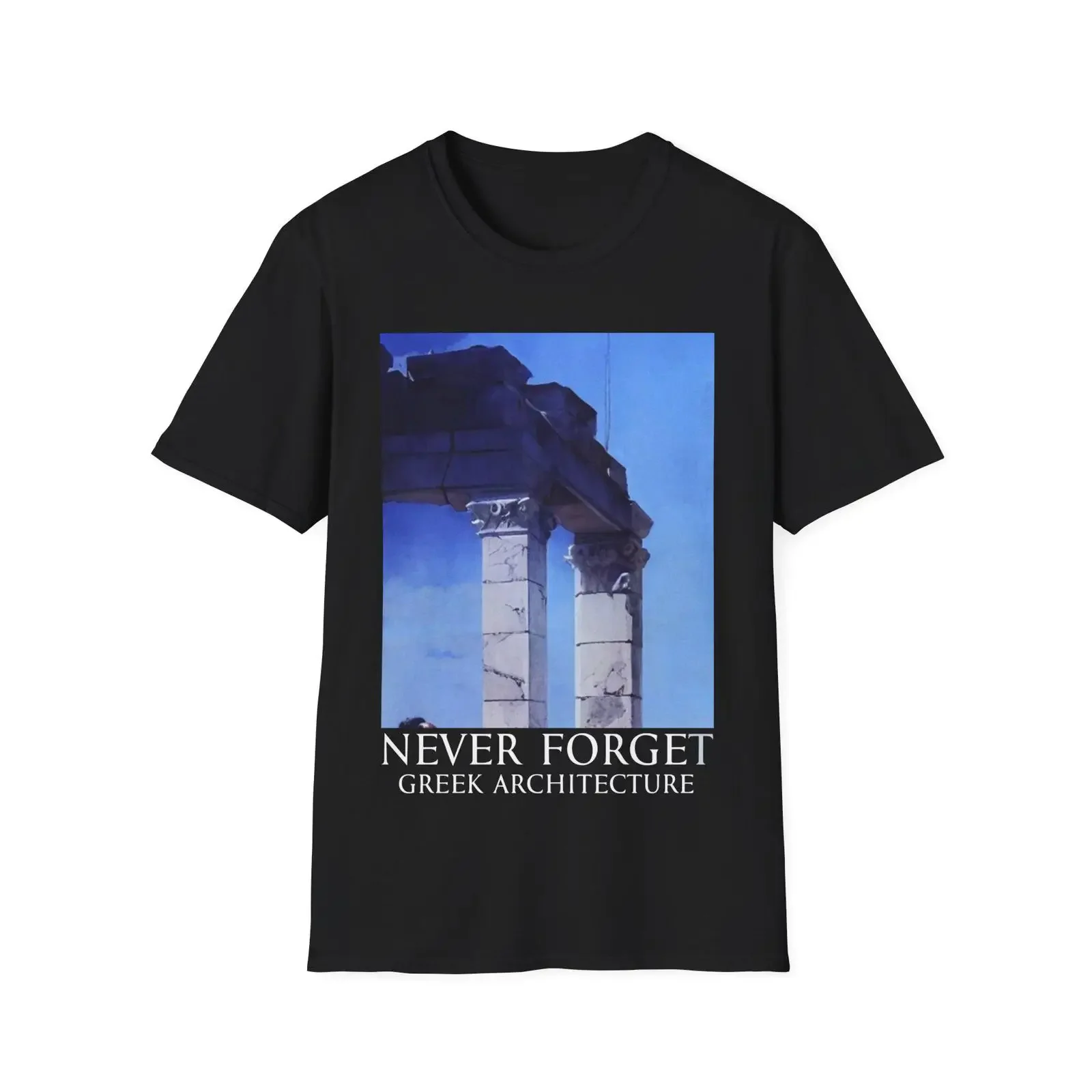 Never Forget Greek Architecture T Shirt vintage Washed graphic streetwear designer clothes homme Stylish Slightly Comfortable