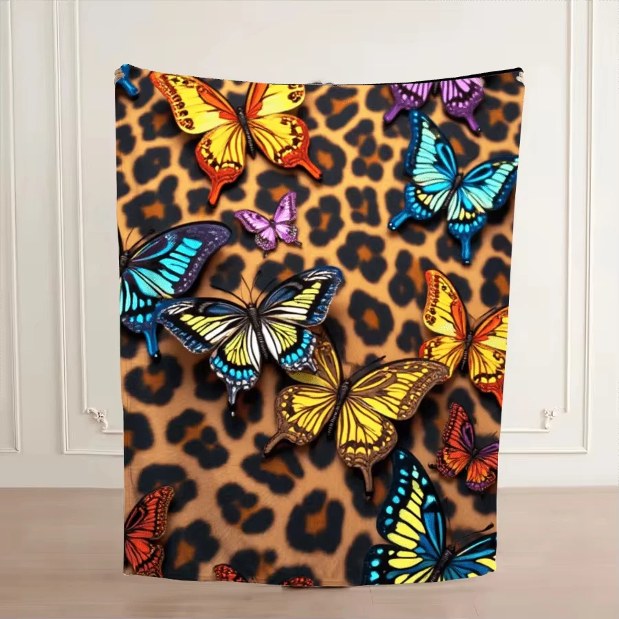 Floral Blanket Abstract Colorful Rainbow Garden Flowers Vertical Stripes Art Paint Throw Blanket Cozy Living Room Sofa Decor