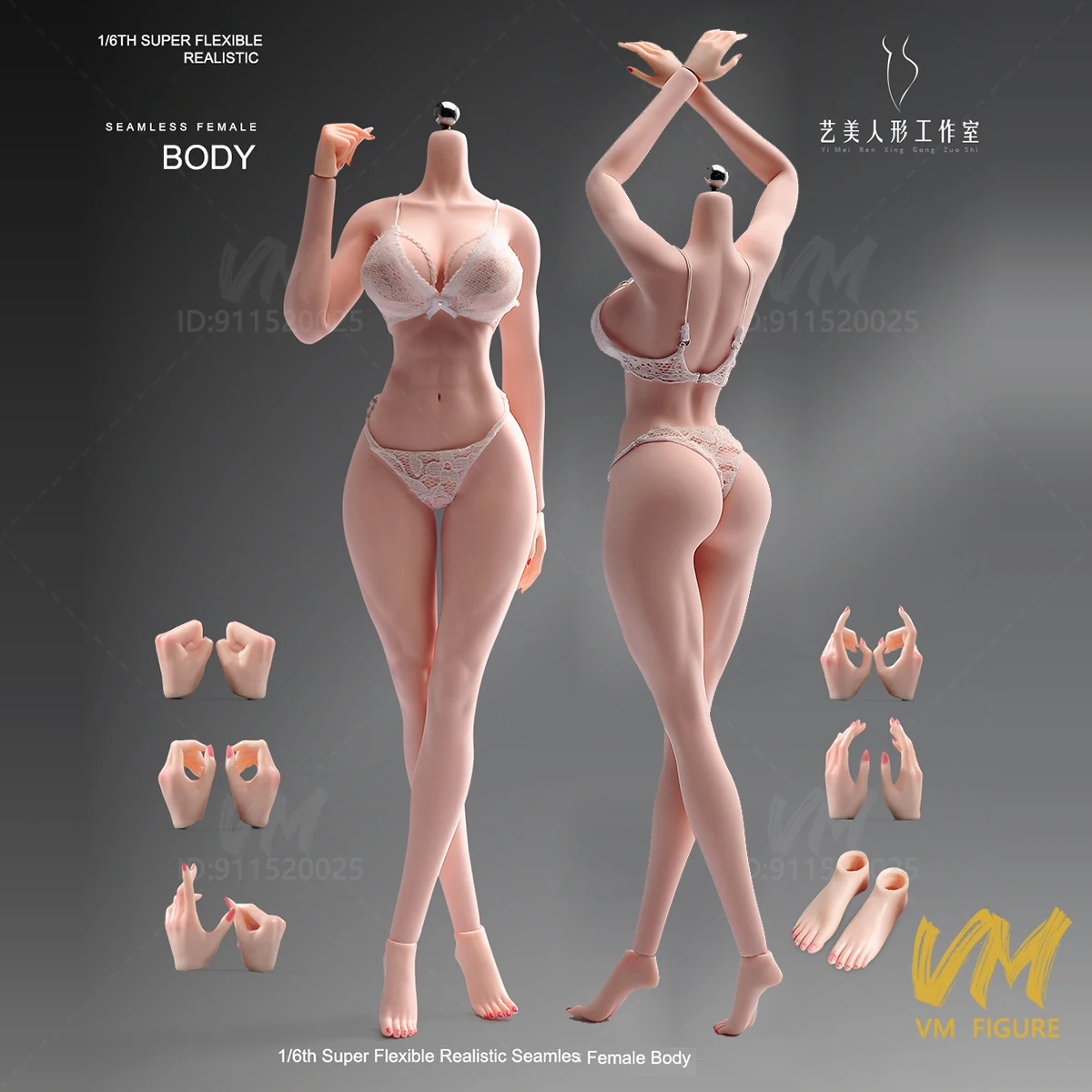 

1/6 Fitness Muscles Woman Makeup Super Big Breasts Platinum Silicone Body with Physiological Detail 12'' Female Action Figure