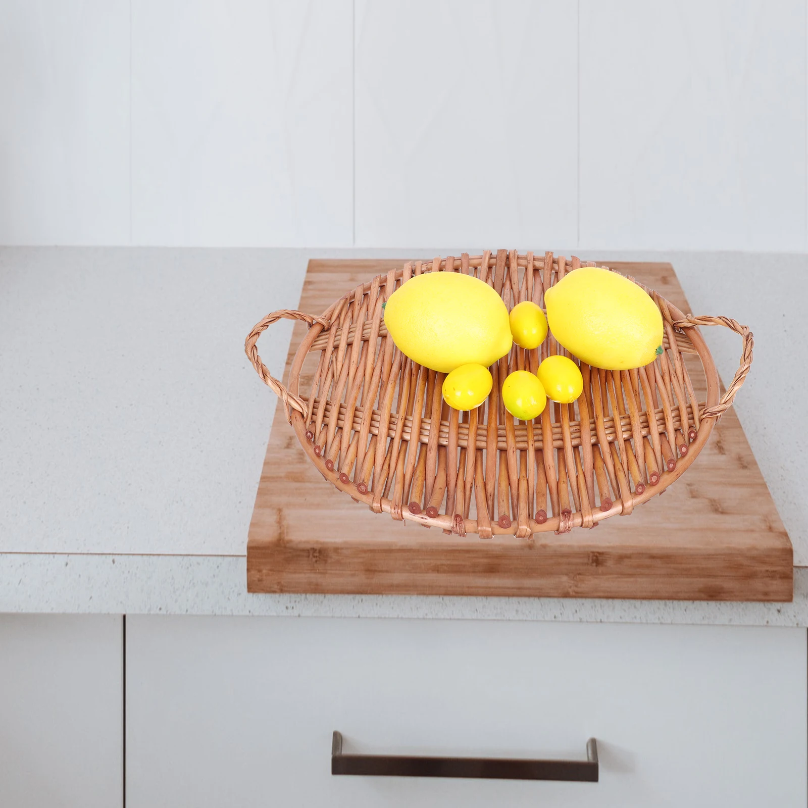 

Rattan Snacks Plate Fruit Holder Woven Storage Container Home Sundries Tray Food Container H made Basket Balcony Windowsill