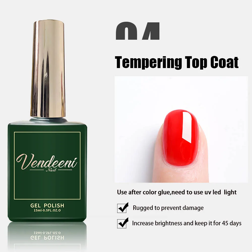 Vendeeni 15ml UV-Nagelkunst-Funktionsgel Nagellack Top Base Coat Matt Diamant Top Coat Verstärktes Gel Blossom Gel Folien-Gel – Detail 9