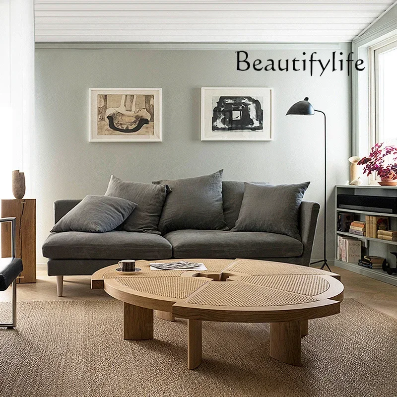 

Rattan coffee table ins style Indonesian rattan table Japanese simple Italian round tea table