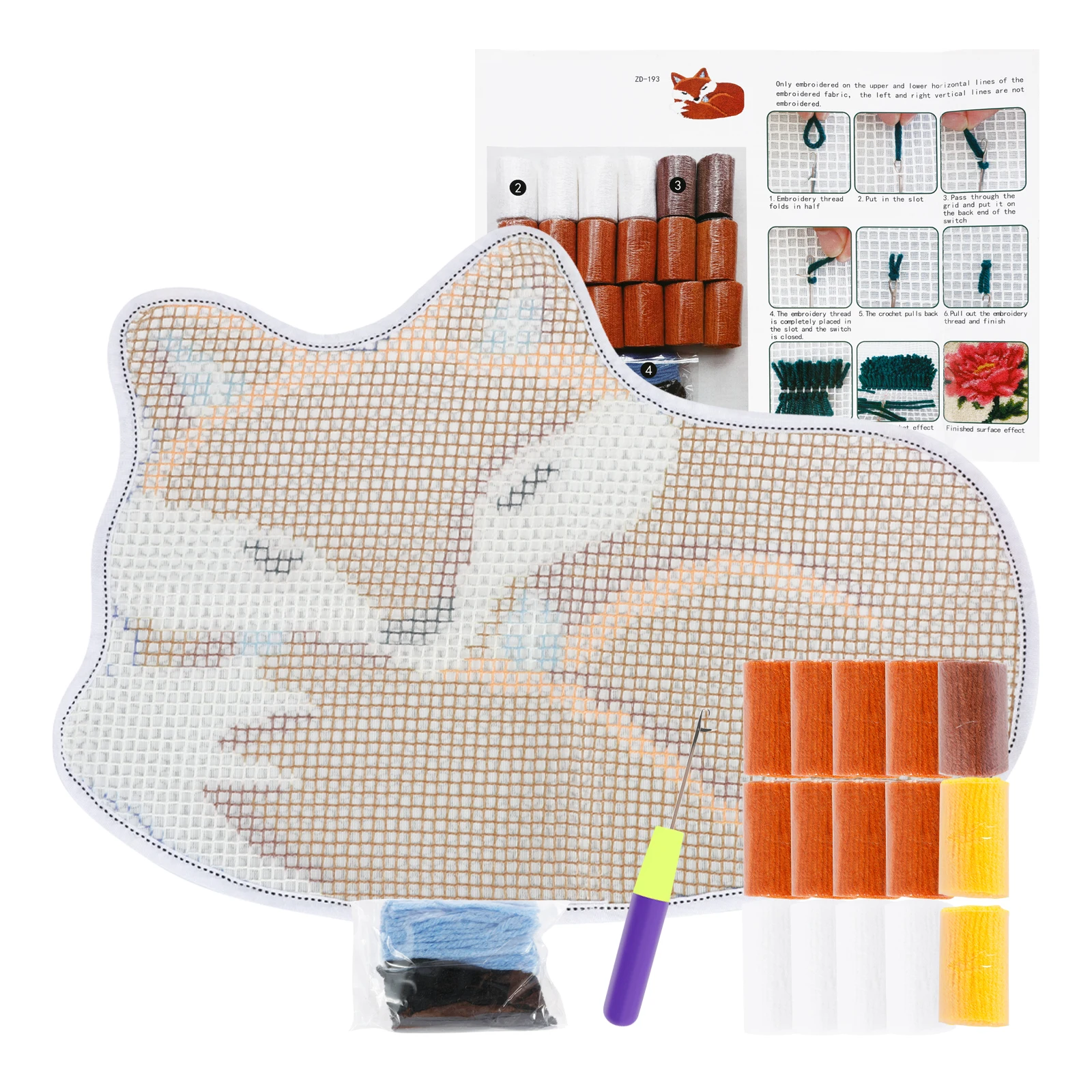 Latch Hook Rug Kit DIY Latch Hook Kit Fox Pattern Latch Hook Rug Practical Hook Rug Kits for Kids Adults Handmade Lovers