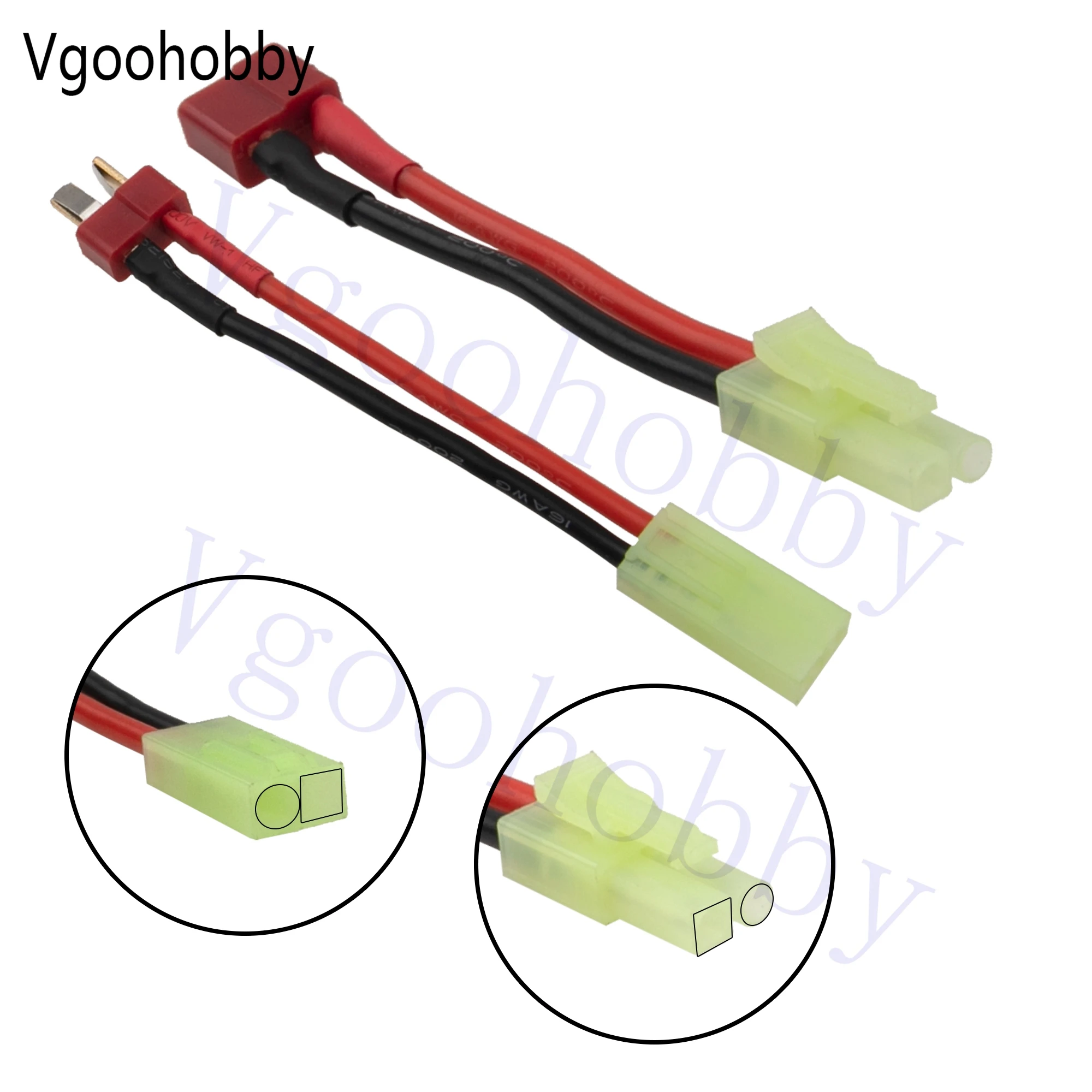 Adapter for Mini Tamiya Style (Reversed) to T-Plug Deans Adapter with 8cm 16AWG Wire Cable for Airsoft Gun