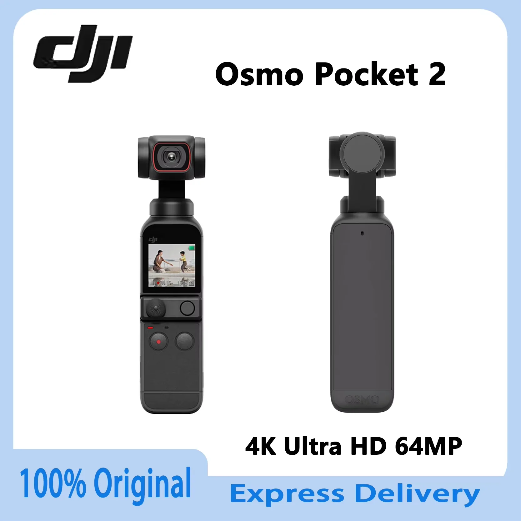 Original DJI Pocket 2 Handheld Anti-Shake 3 Axis Gimbal Stabilizer 4K 64MP Camera Auto Focus Face Tracking Vlog Recording Camera