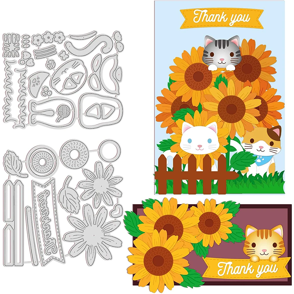 1 pz gatto girasole fustelle stencil Roadster per fai da te Scrapbooking cartoline di compleanno di natale che fanno la decorazione della busta dell'album