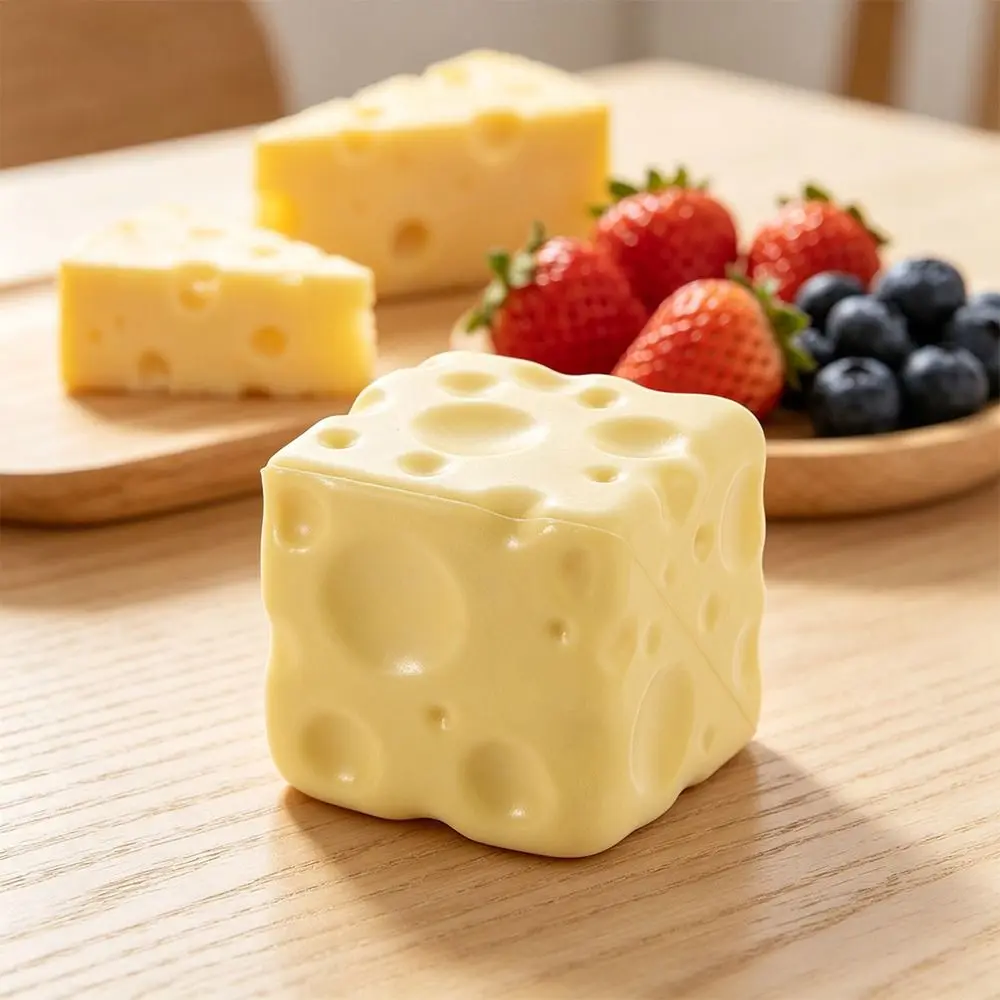 Shapeable Cheese Pinch Toy Squishy Texture Anti-Stress Cheese Cube Stress Ball Non-Bounce Cheese Squeeze Fidget Toy Adults
