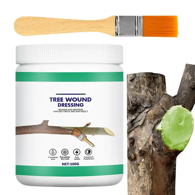 100g Tree Grafting Paste Tree Wound Paste Smear Agent Tree Pruning Sealer Plant Saw Cuts Coating Pruning Heal Paste with brush