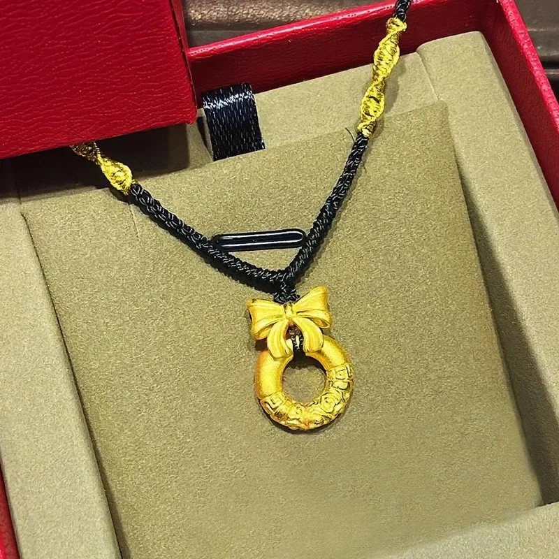 Xiangyun Ruyi Gold Hoop Collier Pendentif, Or Jaune 24K, 9999 group