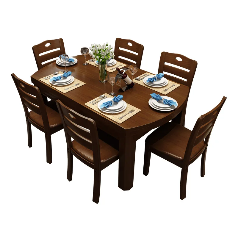 

Solid wood dining table and chair combination modern simple retractable small apartment dining table home dining table