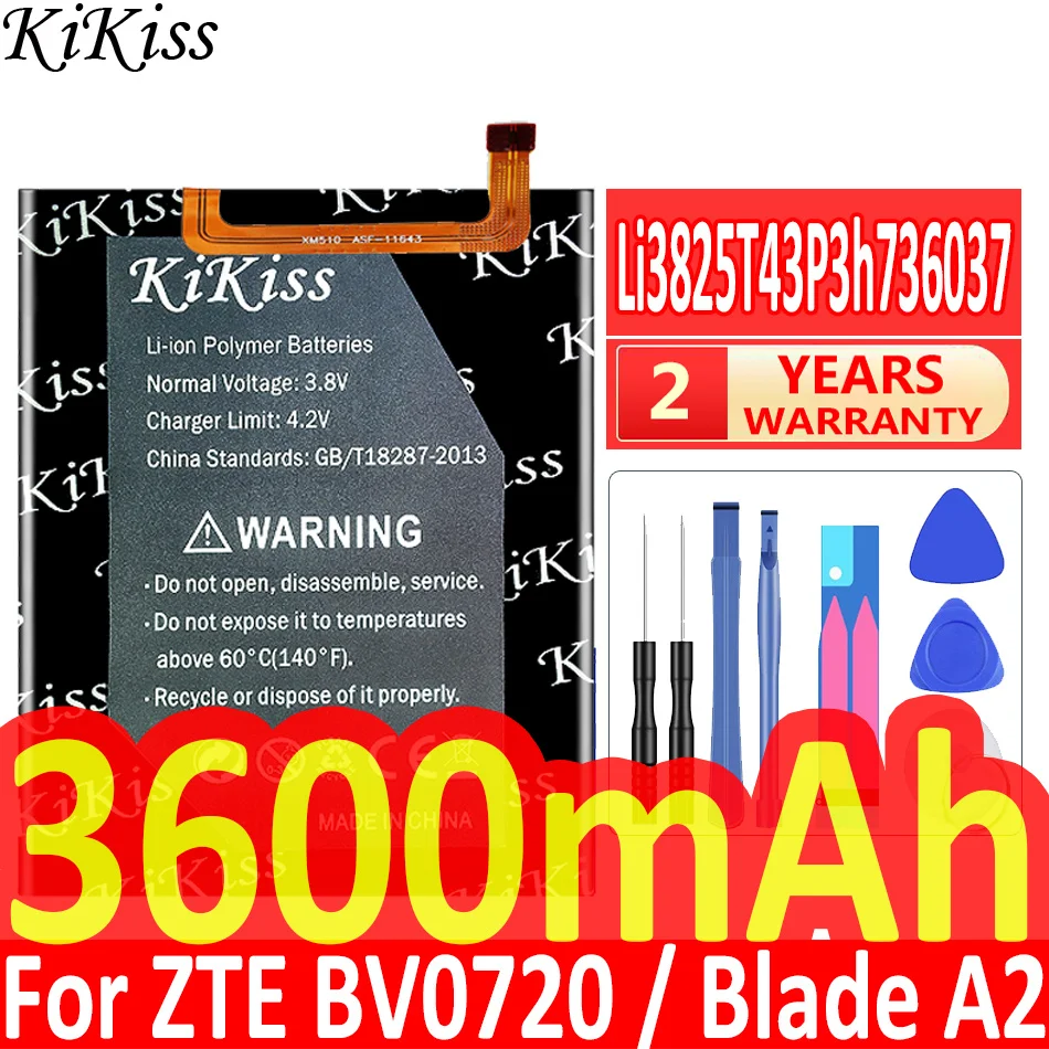 High Compatibility Mobile Phone Battery 3600mAh Premium Replacement Li3825T43P3h736037 For Zte Blade A2 V7 Lite Dual Sim BV0720