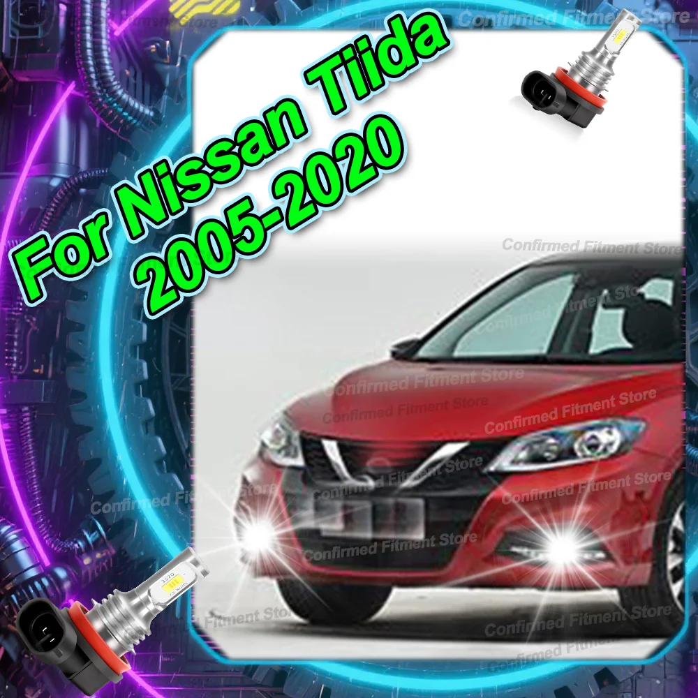 

2 шт. светодиодные лампы автомобиля передние противотуманные фары 12 В 6000 К для Nissan Tiida 2005-2020 2008 2009 2010 2011 2012 2013 2014