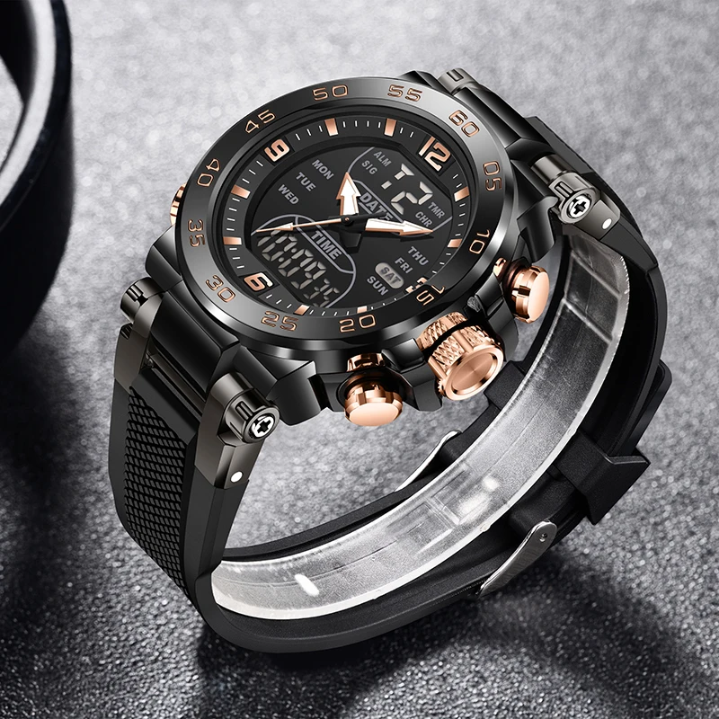FOXBOX 2025 Man watch luminous military sports dual waterproof date week clock quartz mens wristwatch Men's Gift reloj hommes