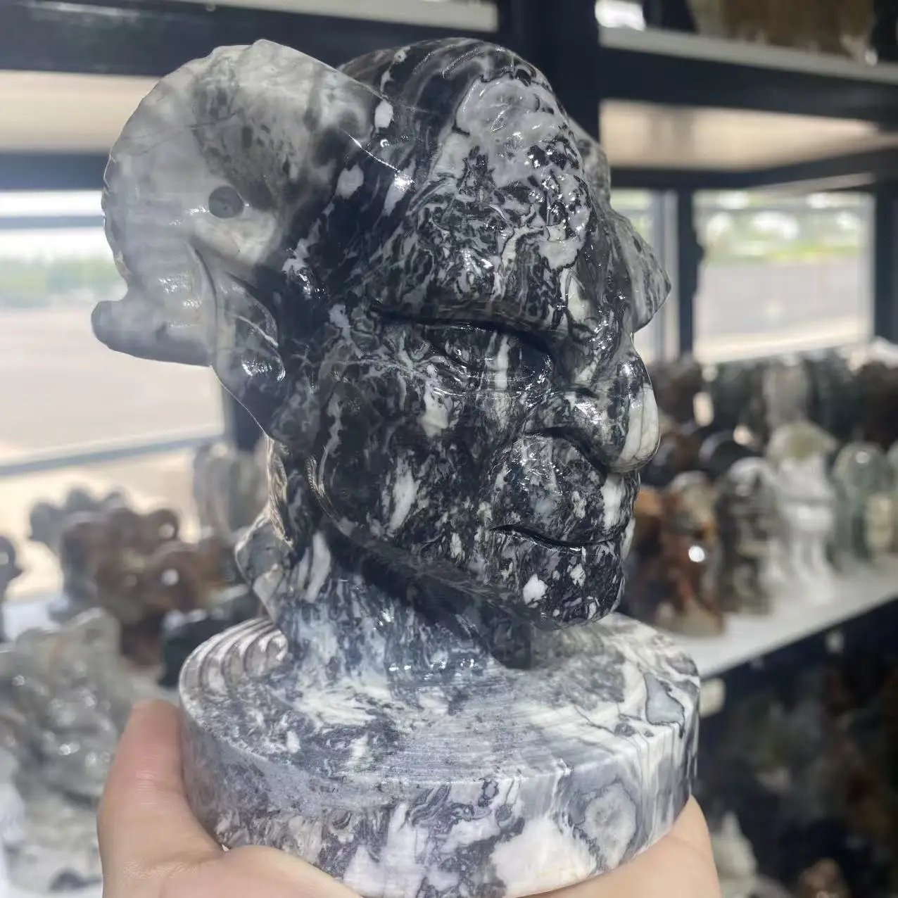 Natural Picasso Crystal Quartz Head Figure, Hand-Carved, With Healing Properties, Suitable For Home Decoration, Demagnetizing An