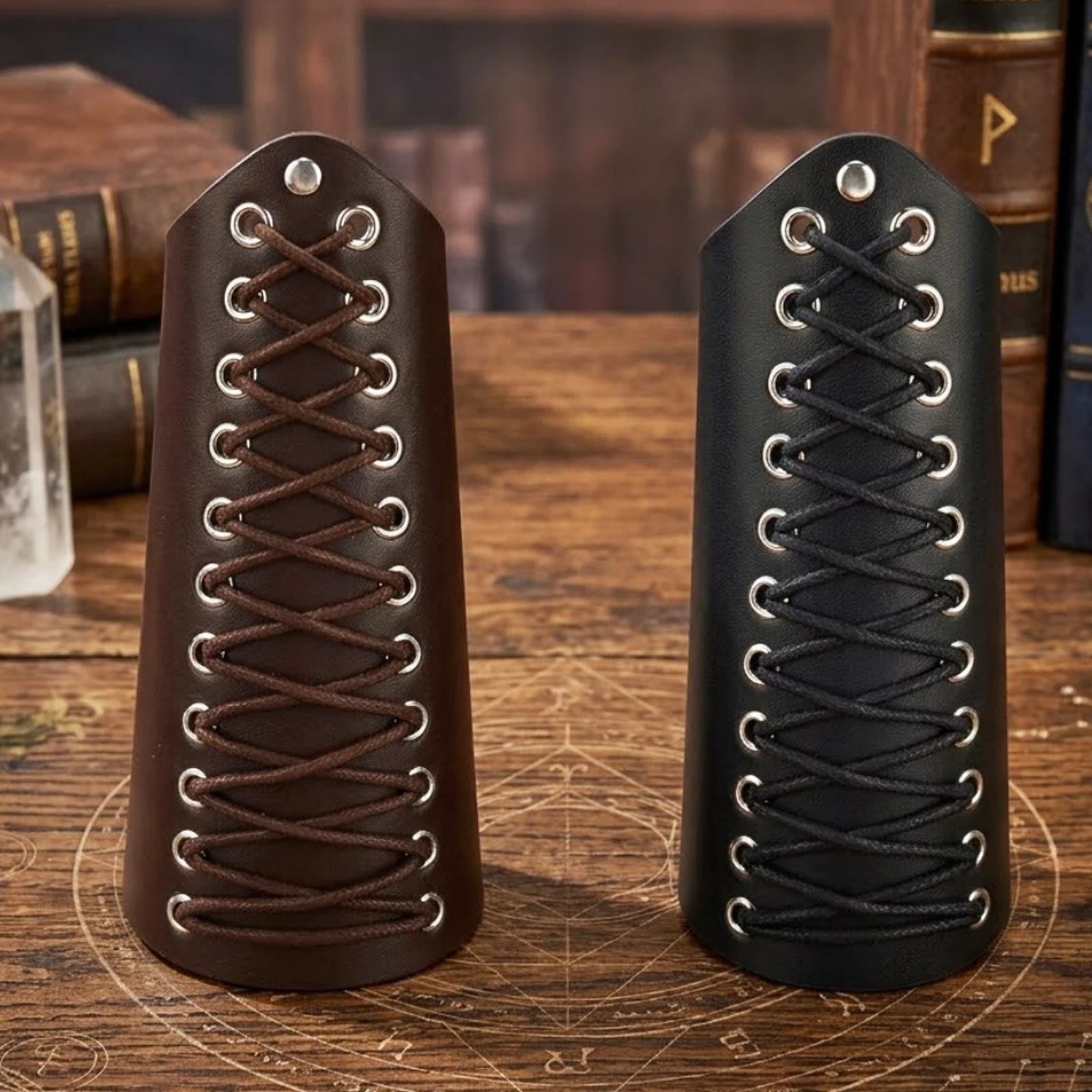 Unisex Leather Bracers Medieval Viking Knight Wrist Guard for Stage Performance Cosplay
