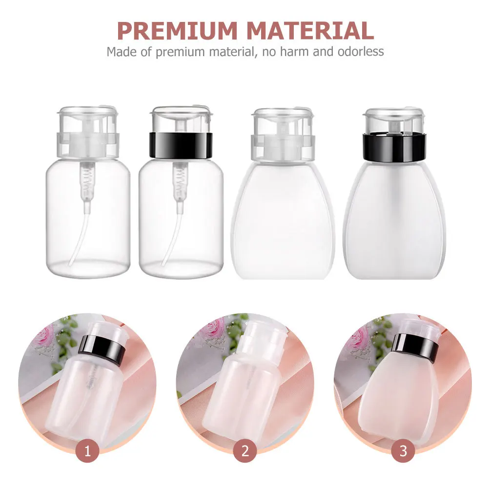 ขวดปั๊มสำหรับล้างเล็บ 4 ชิ้น วัสดุคุณภาพดี ไร้กลิ่น เรียบง่าย สวยงาม พกพาสะดวก
