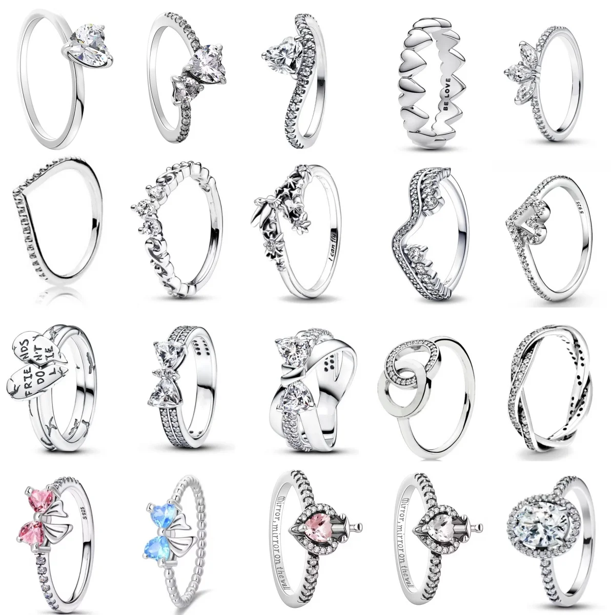 

Новинка 2025 года, серебряное кольцо 925 пробы от сердца до сердца, белый розовый циркон, сверкающее кольцо в форме сердца, оригинальное женское кольцо «сделай сам», подарок на день рождения