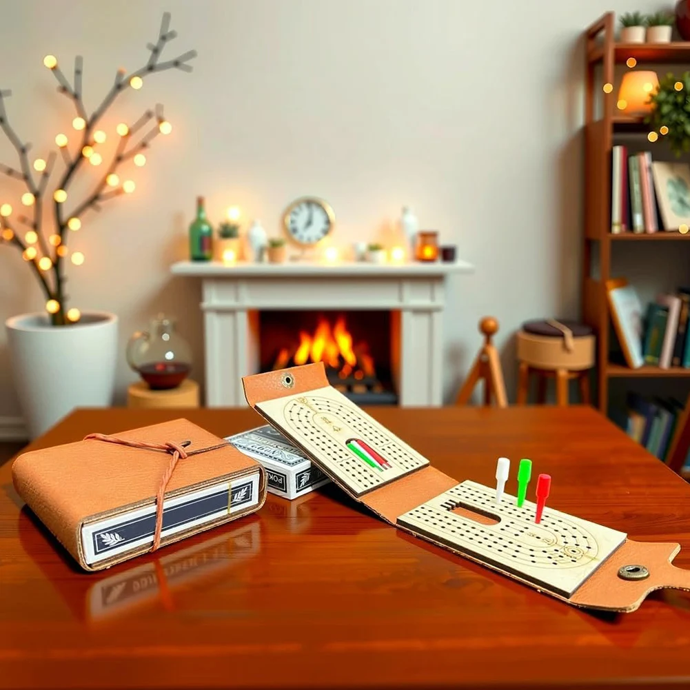 Cribbage Brettspielset mit 6 Klammern und Spielkarten, Spiele für 2–4 Spieler, klassisches Tischspiel, tragbares Kartenbrettspiel