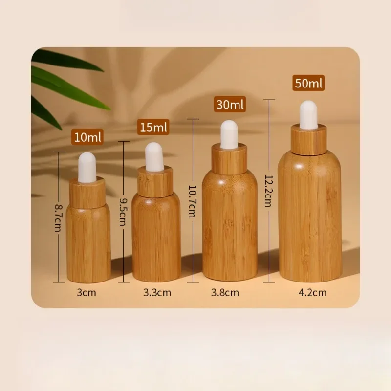 Bouteille de sexuellement en Bambou, Flcopropriété en Verre, Style Africain Everyday, 10ml-50ml, Bricolage, Compte-Gouttes d'Huile Essentielle, Récipient Cosmétique, Rouleau