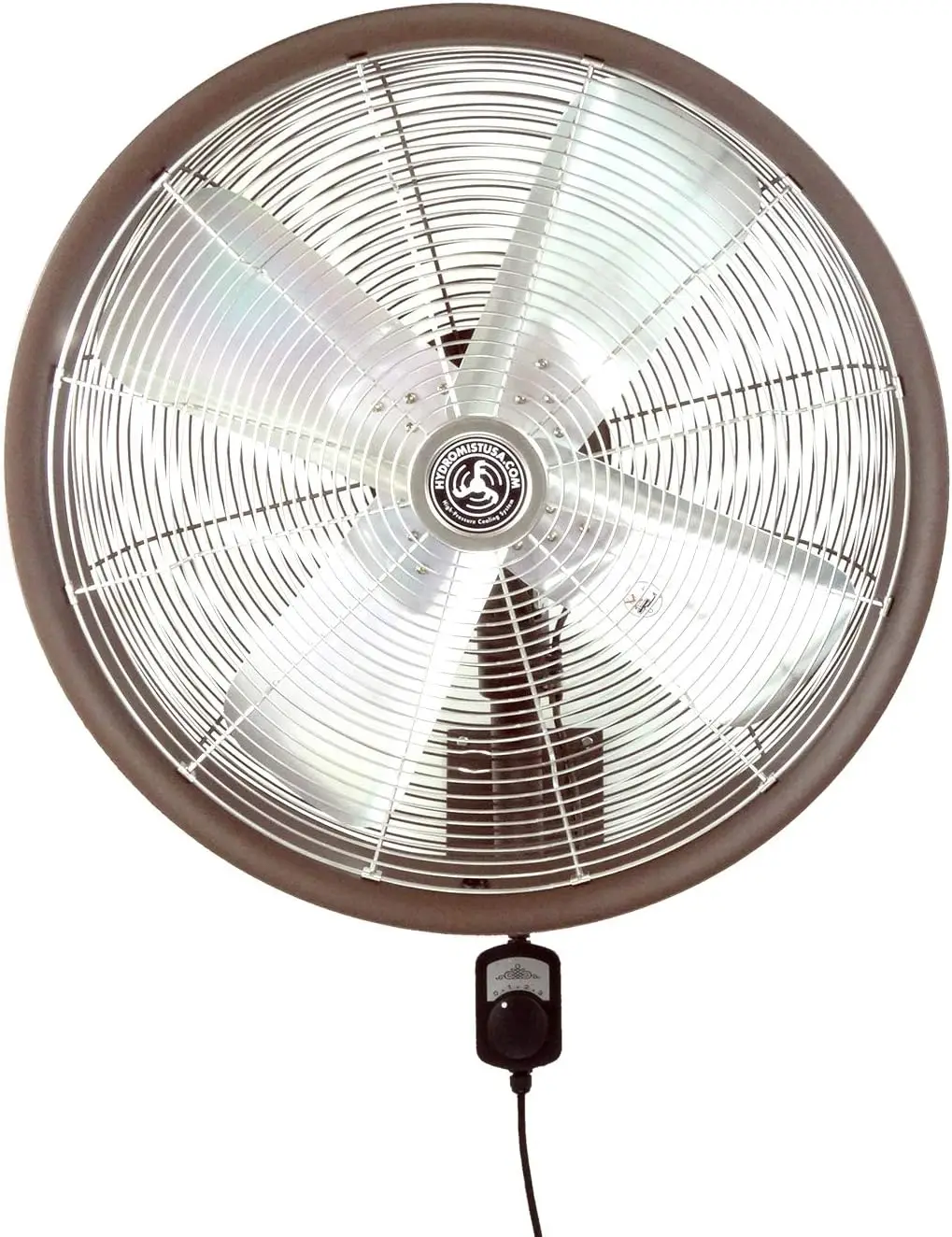 Oscillating Wall Mounted Outdoor-Rated Fan, 3-Speed Cord Control, Hard Resin Fan Blade with Mounting Bracket and Black