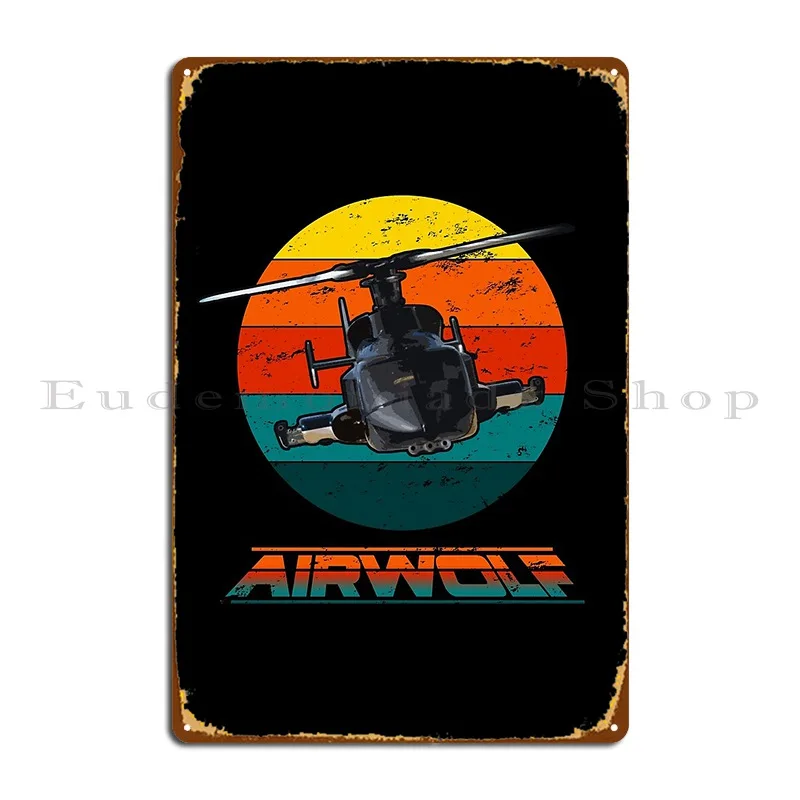 Airwolf Sunset 1980s Retro Classic Metal Sign Design Cinema Club Bar Customized Retro Tin Sign Poster