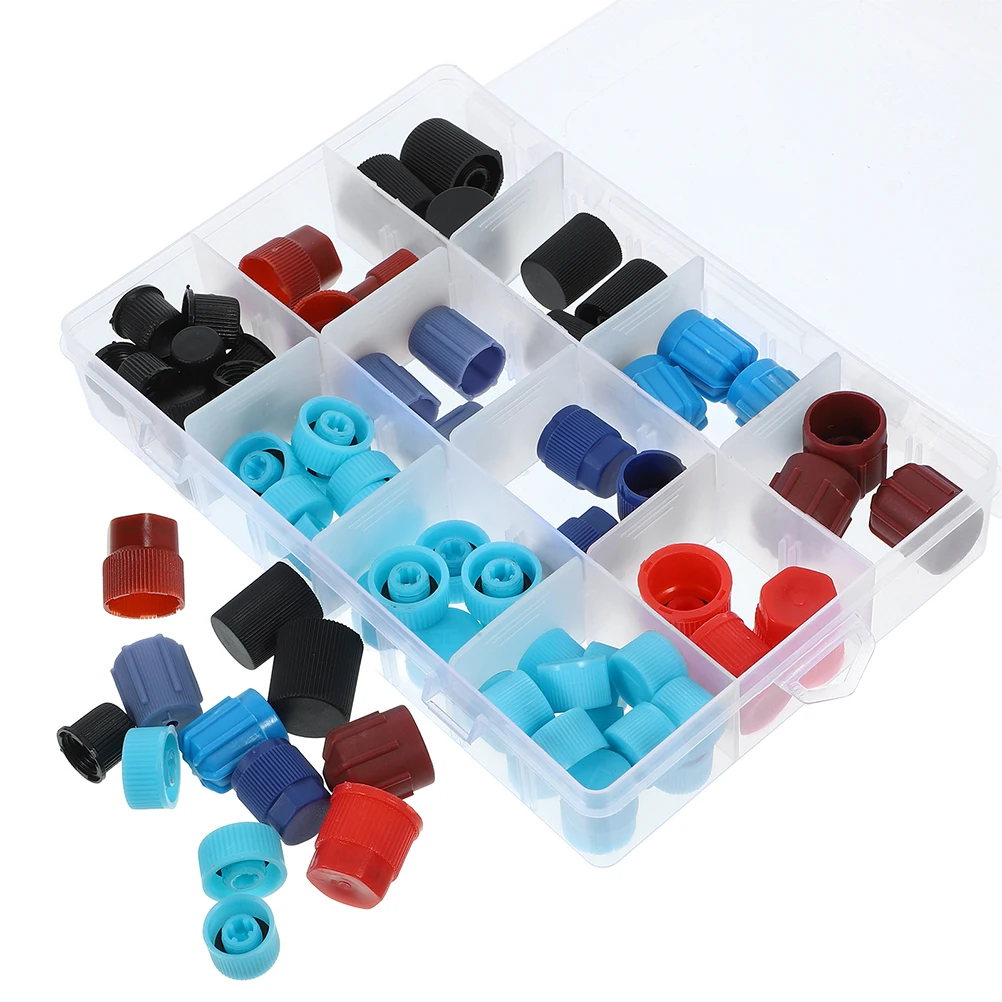 

77Pcs AirConditionerValveCoreDustproofCapsR134aR12CarAcPartsKitProtectiveSpoolValveCapAutoToolsAccessories
