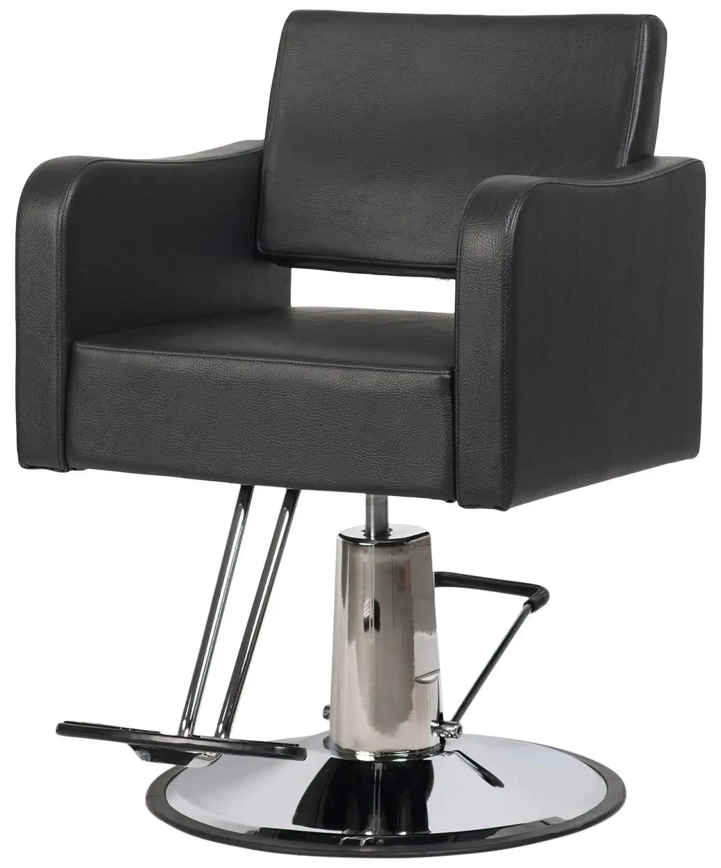 Black Hydraulic Salon Styling Chair Durable Vinyl Beauty Barber Furniture, Customized