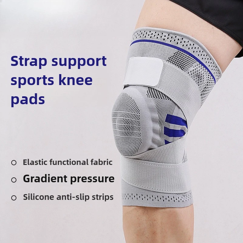 Strap Support Sports Knee Brace with Silicone Shock Absorption, Anti-slip Protection, Automatic Tightening Sports Gear for Knees