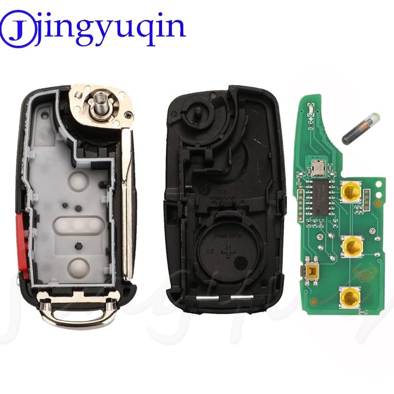 Jingyuqin 3/4Buttons Car Remote Key Fob 315/433Mhz ID48 For VW Bettle CC EOS Golf Jetta Passat Tiguan Touareg 5K0837202AE /A/R