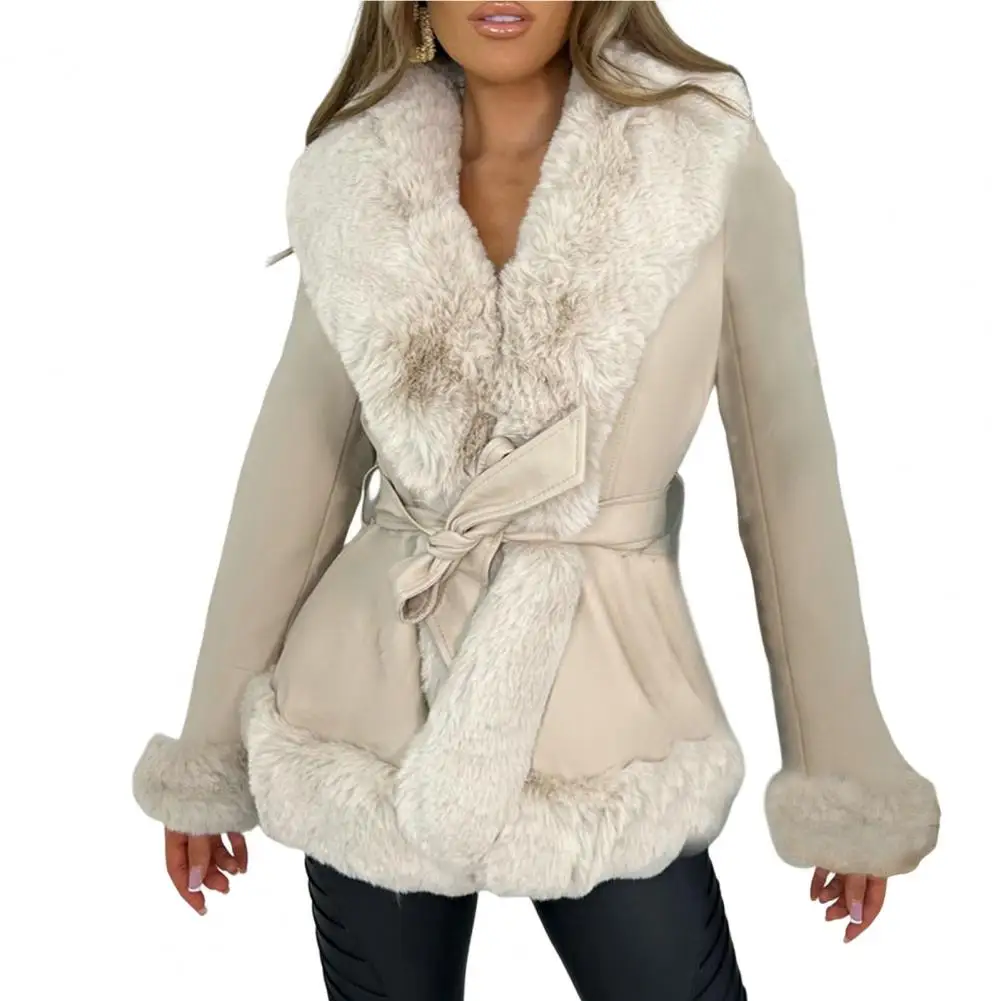 Elegant Winter Coat Super Soft Turn-down Collar Firm Stitching Thickened Women Coat Jacket Coat Cold Resistant