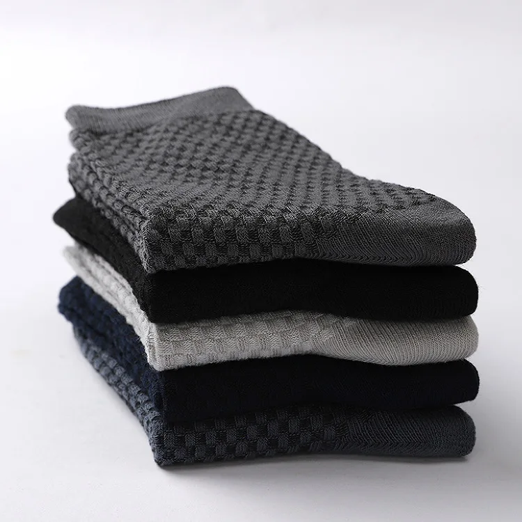 5 Paare/los Männer Bambus Faser Socken Anti-Bakterielle Atmungsaktiv Herbst Lange Business Socken Casual Männlichen Kleid Socke Plus Größe 38-44