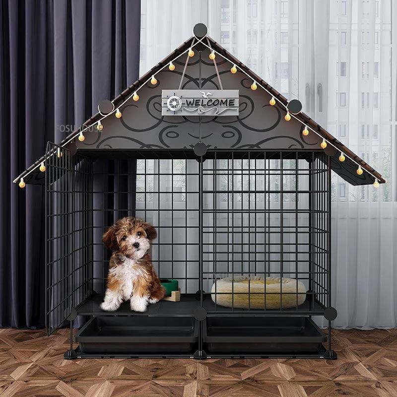 Simple Iron Living Room Dog Houses Indoor Balcony Pomeranian Teddy Dog Kennel Pet Fences Creative Home Puppy  Courtyard Pet Cage