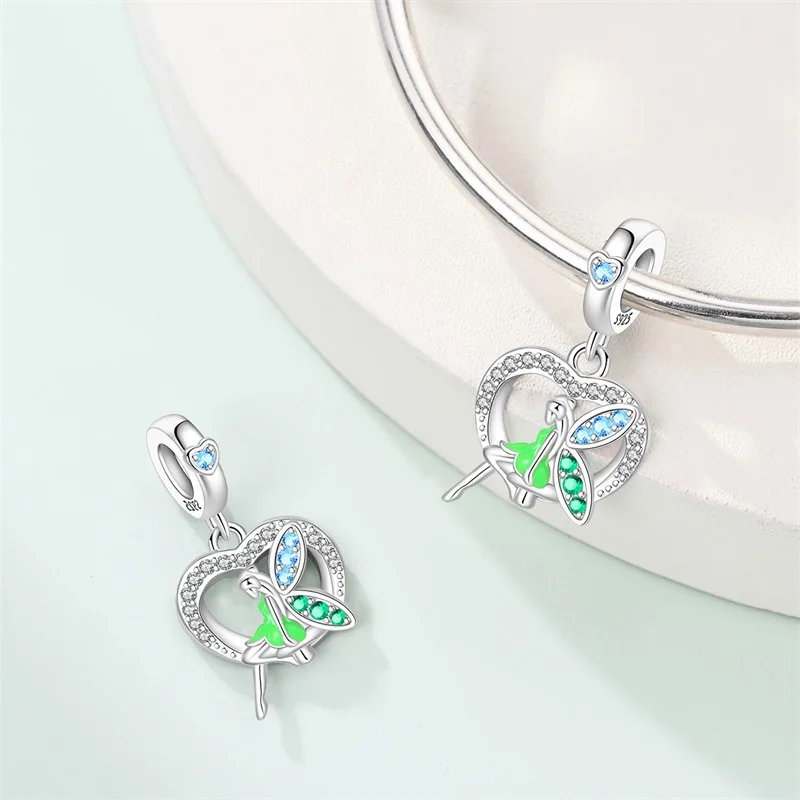 

Pendant Charm Bead 925 Silver Green Spirit Love Heart Bead Pendant Beads Fit Original Bracelet Jewelry Making Fine Gift Diy