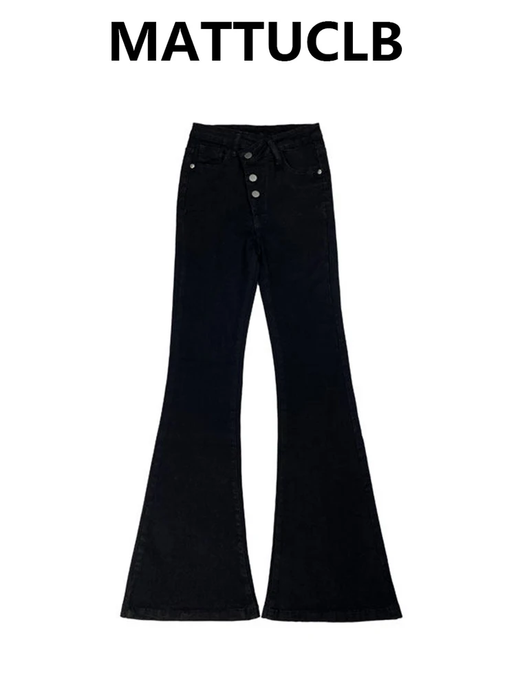 Women's Low Rise Flare Jeans Dark Academia High Waist Grunge Designer Denim Pants Y2k Abi Jeans Harajuku Japanese Bell Bottom