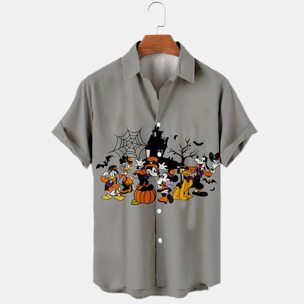 Disney-Chemise hawaïenne à manches courtes imprimée en 3D pour hommes, Revers Anime, Coupe couvertes, Nouvelle collection d'Hall