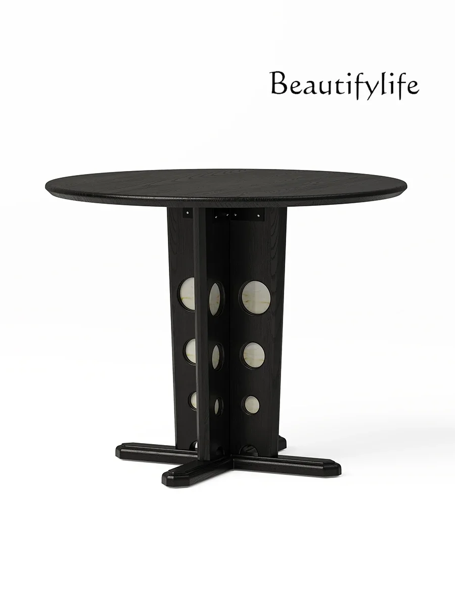 BJ Moon Viewing Round Table French Retro Solid Wood Dining Table French Chinese Style Antique Solid Wood Round Table