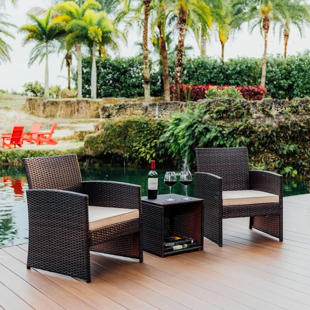 

Patio Furniture Sets - 3 Piece Bistro Table and Chairs Sets of 2, Patio Chairs Set of 2, garden furniture set