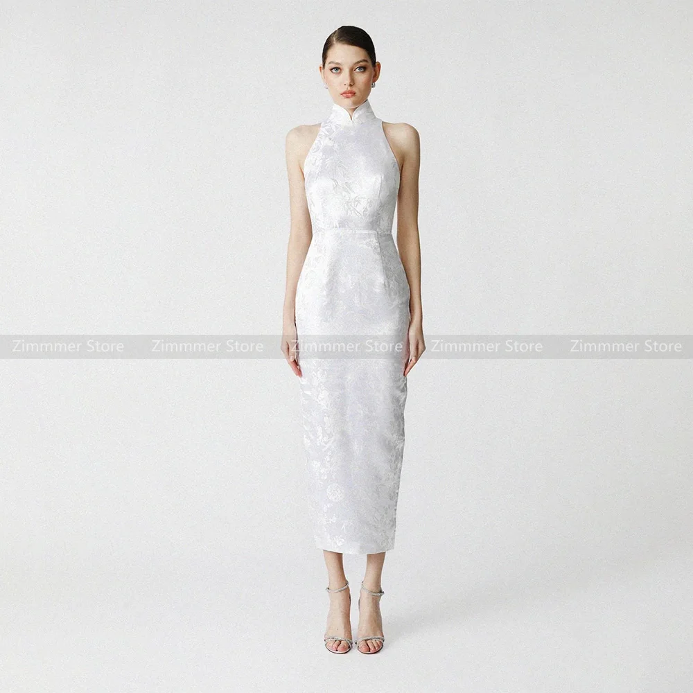 

Niche High Feeling New Chinese Banquet Gown Cheongsam Dresses Commuter Party White Hanging Neck Dresses