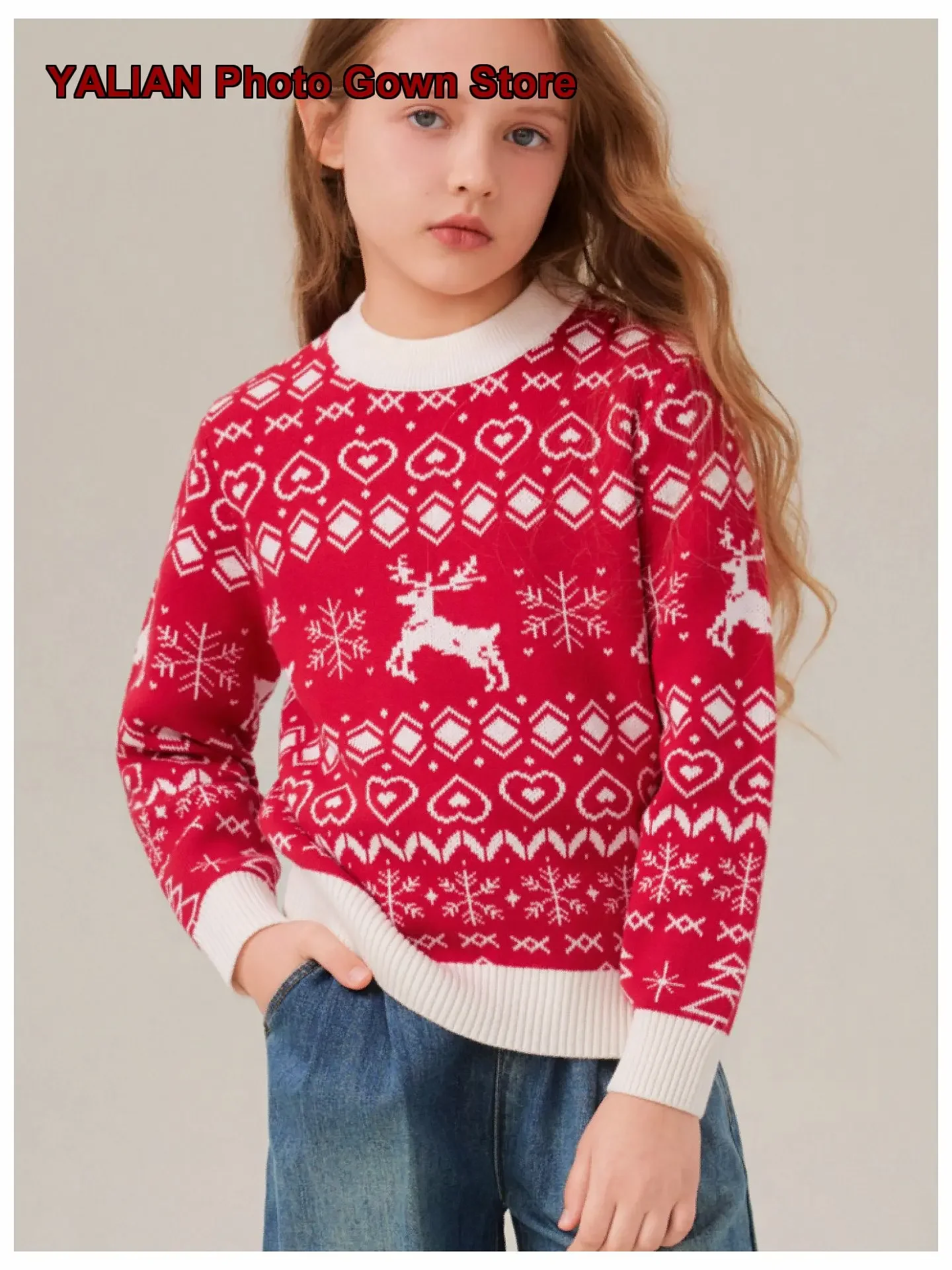 Girls Pullover Sweater 2025 Autumn Winter Knit Top Round Neck Solid Color Thickened Warm Outerwear Long Sleeves